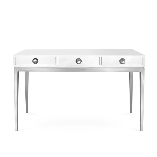 Load image into Gallery viewer, Channing Three-drawer Console White - NickelConsole Table Jonathan Adler  White - Nickel   Four Hands, Burke Decor, Mid Century Modern Furniture, Old Bones Furniture Company, Old Bones Co, Modern Mid Century, Designer Furniture, https://www.oldbonesco.com/
