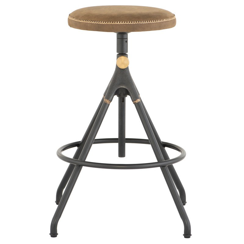 Akron Counter Stool - Umber Tan Leather BAR AND COUNTER STOOL District Eight     Four Hands, Burke Decor, Mid Century Modern Furniture, Old Bones Furniture Company, Old Bones Co, Modern Mid Century, Designer Furniture, https://www.oldbonesco.com/