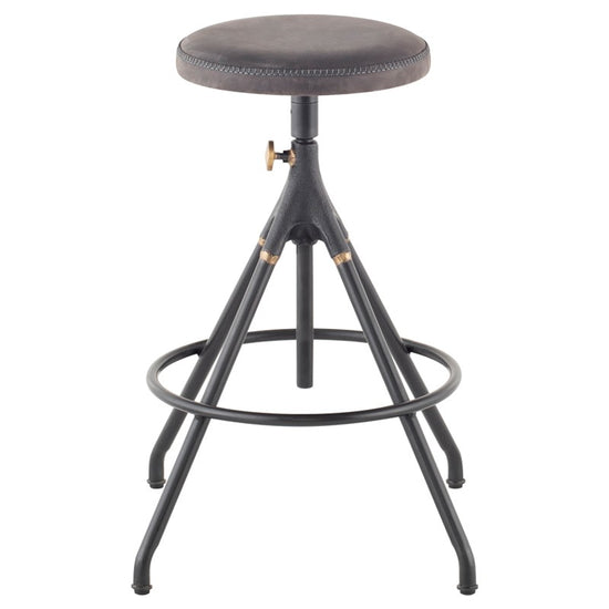 Akron Counter Stool - Storm Black Leather BAR AND COUNTER STOOL District Eight     Four Hands, Burke Decor, Mid Century Modern Furniture, Old Bones Furniture Company, Old Bones Co, Modern Mid Century, Designer Furniture, https://www.oldbonesco.com/