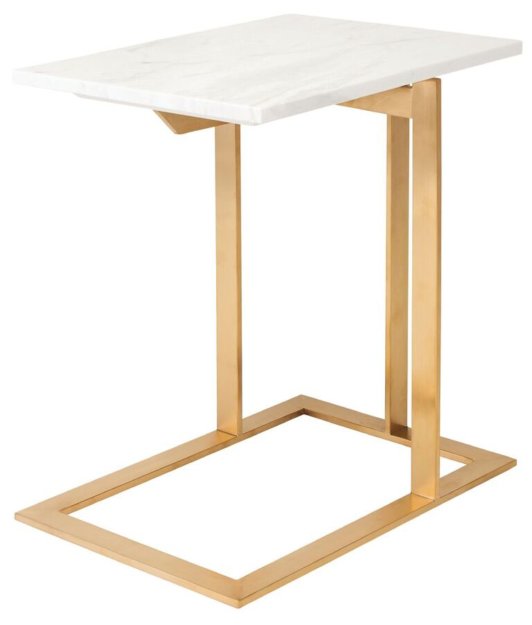 Load image into Gallery viewer, Dell Side Table White Marble / GoldSide Table Nuevo  White Marble Gold  Four Hands, Burke Decor, Mid Century Modern Furniture, Old Bones Furniture Company, Old Bones Co, Modern Mid Century, Designer Furniture, https://www.oldbonesco.com/
