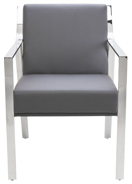 Valentine Dining Armchair Grey/Polished StainlessDining Chair Nuevo  Grey/Polished Stainless   Four Hands, Burke Decor, Mid Century Modern Furniture, Old Bones Furniture Company, Old Bones Co, Modern Mid Century, Designer Furniture, https://www.oldbonesco.com/