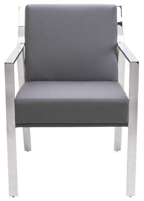 Load image into Gallery viewer, Valentine Dining Armchair Grey/Polished StainlessDining Chair Nuevo  Grey/Polished Stainless   Four Hands, Burke Decor, Mid Century Modern Furniture, Old Bones Furniture Company, Old Bones Co, Modern Mid Century, Designer Furniture, https://www.oldbonesco.com/
