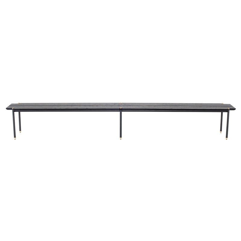 Stacking Bench - Charred Black 118"L BENCH District Eight     Four Hands, Burke Decor, Mid Century Modern Furniture, Old Bones Furniture Company, Old Bones Co, Modern Mid Century, Designer Furniture, https://www.oldbonesco.com/