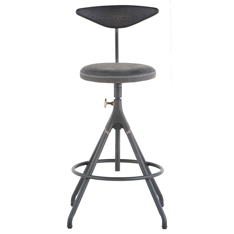 Akron Counter Stool With Back - Storm Black BAR AND COUNTER STOOL District Eight     Four Hands, Burke Decor, Mid Century Modern Furniture, Old Bones Furniture Company, Old Bones Co, Modern Mid Century, Designer Furniture, https://www.oldbonesco.com/
