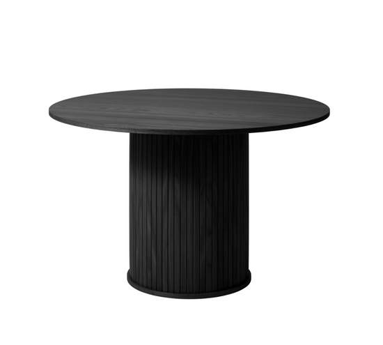 Load image into Gallery viewer, Nola Dining Table 47″ Round Black Oak Dining Table Unique Furniture     Four Hands, Mid Century Modern Furniture, Old Bones Furniture Company, Old Bones Co, Modern Mid Century, Designer Furniture, https://www.oldbonesco.com/

