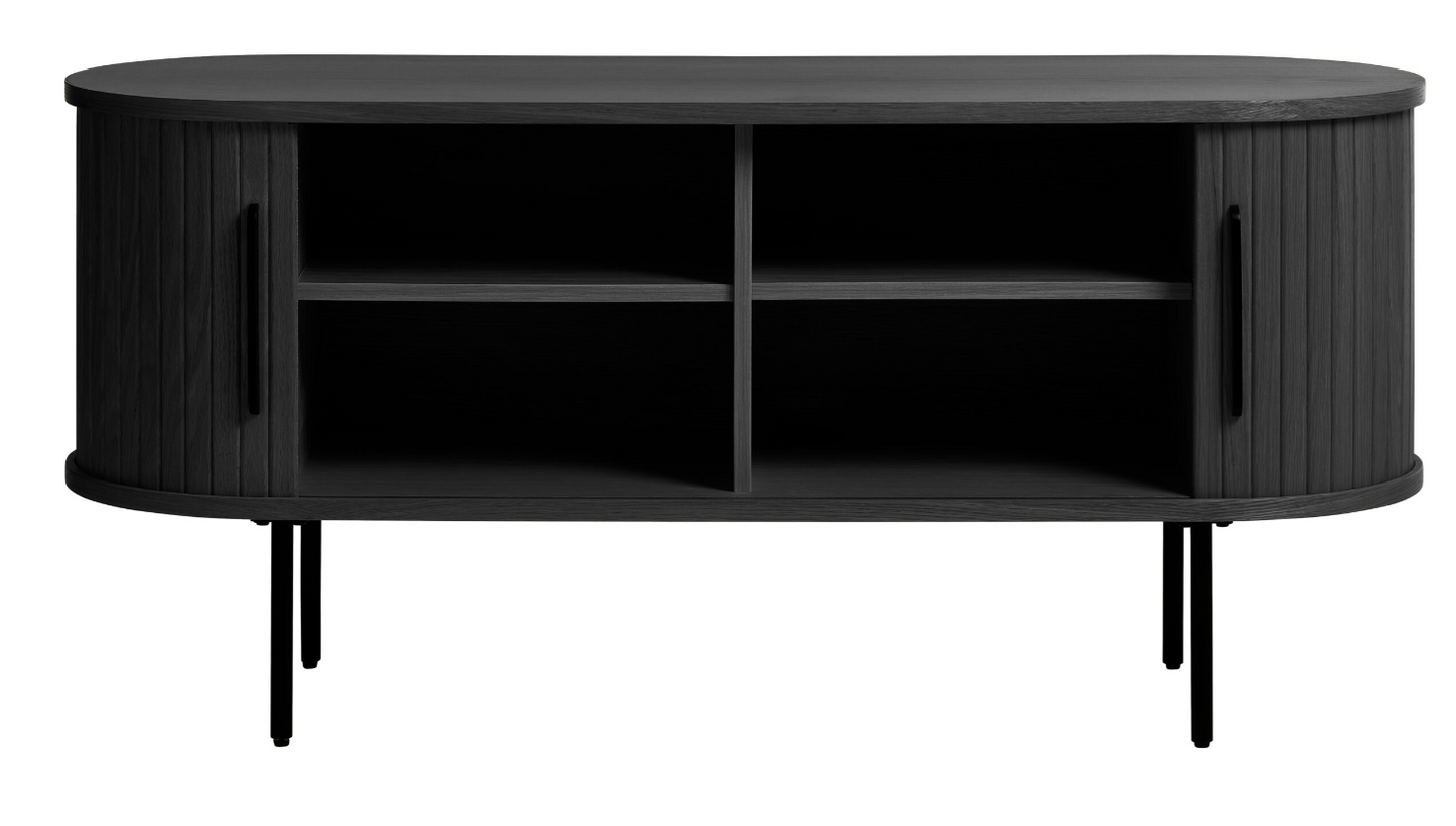 Nola TV Lowboard 47″ Black Oak Media Unit Unique Furniture     Four Hands, Mid Century Modern Furniture, Old Bones Furniture Company, Old Bones Co, Modern Mid Century, Designer Furniture, https://www.oldbonesco.com/