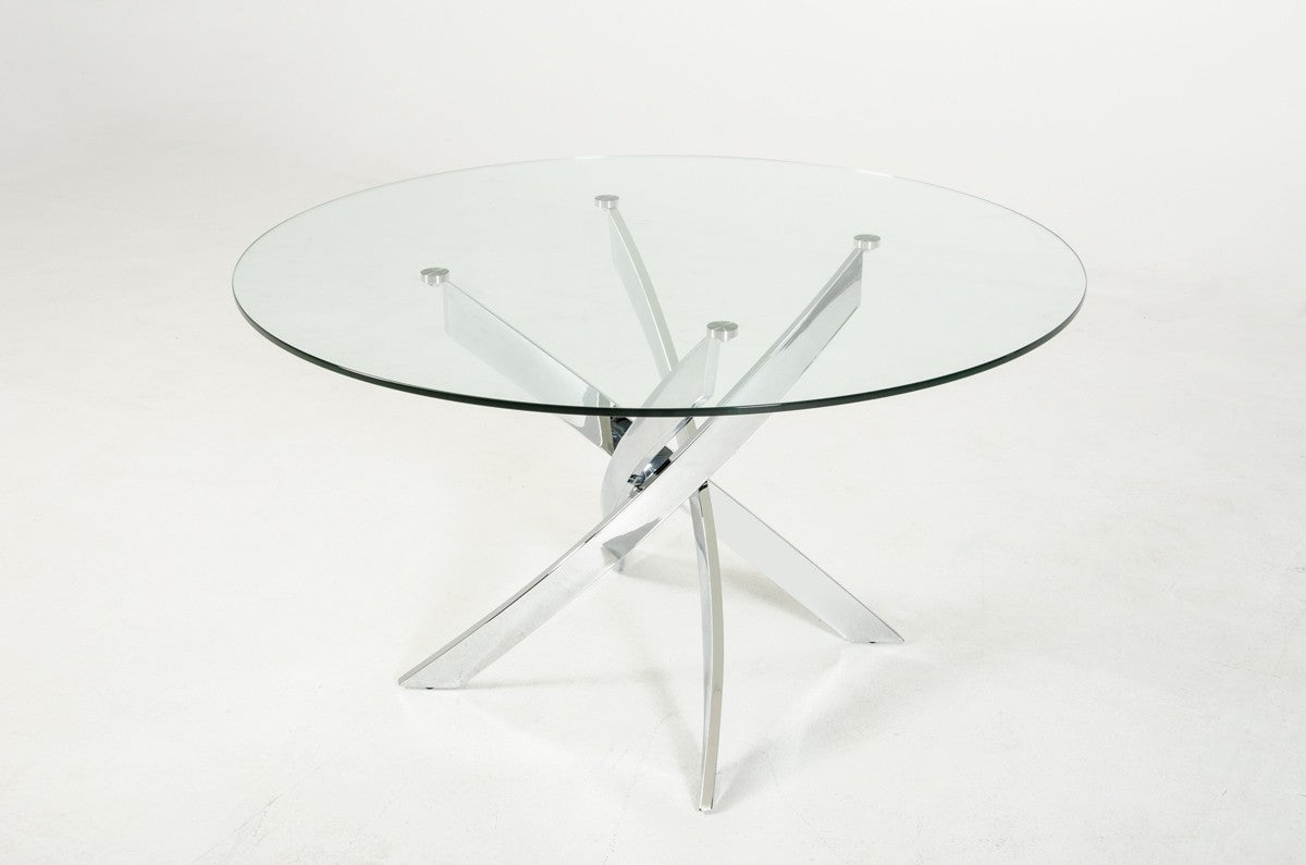 Pyrite Modern Round Glass Dining Table  VIG Furniture     Four Hands, Burke Decor, Mid Century Modern Furniture, Old Bones Furniture Company, Old Bones Co, Modern Mid Century, Designer Furniture, https://www.oldbonesco.com/