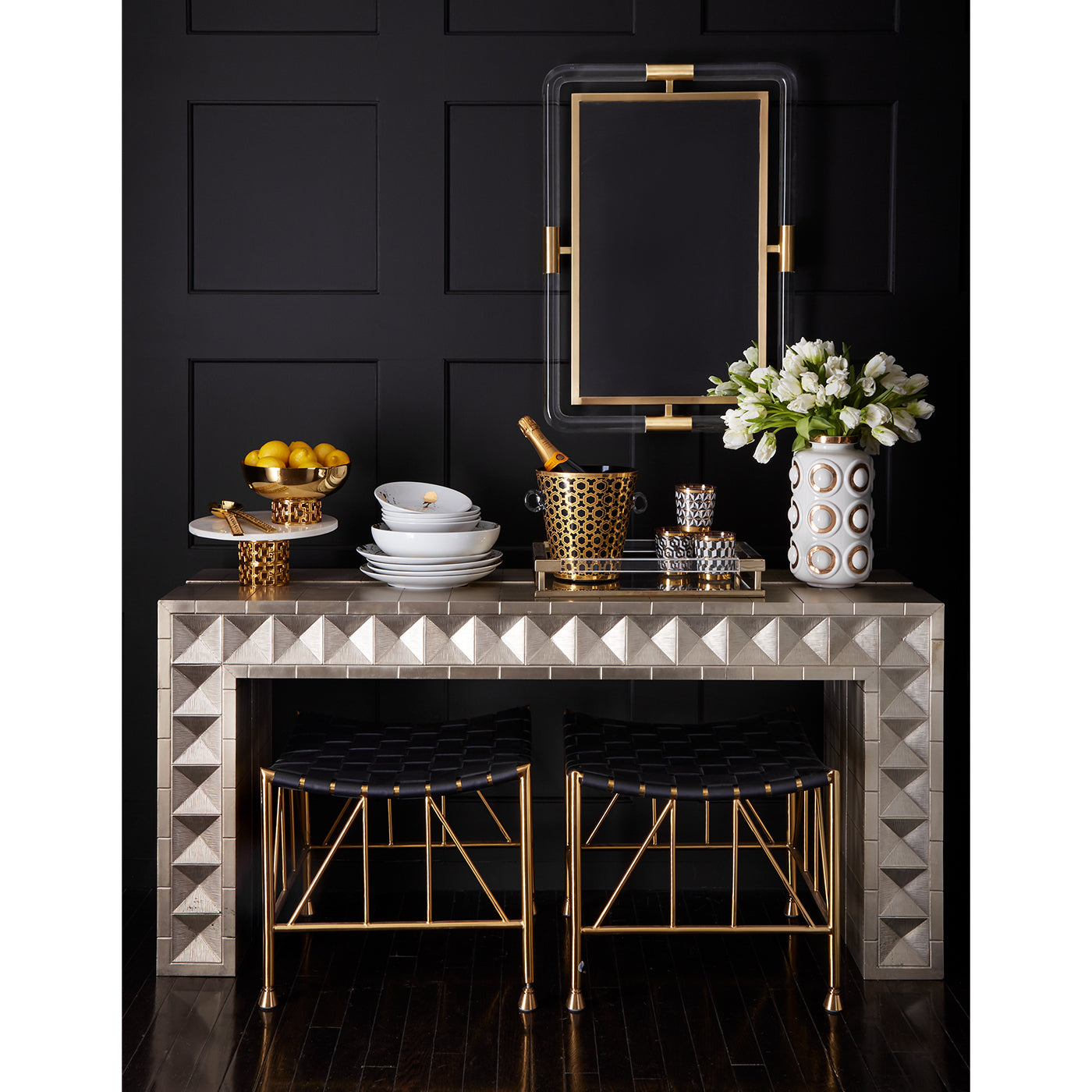 Talitha Waterfall Console Console Table Jonathan Adler     Four Hands, Mid Century Modern Furniture, Old Bones Furniture Company, Old Bones Co, Modern Mid Century, Designer Furniture, https://www.oldbonesco.com/