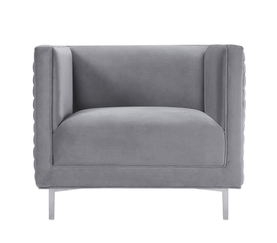 Sal Woven Chair Grey w/ Silver Stainless Steel LegsChair TOV Furniture  Grey w/ Silver Stainless Steel Legs   Four Hands, Burke Decor, Mid Century Modern Furniture, Old Bones Furniture Company, Old Bones Co, Modern Mid Century, Designer Furniture, https://www.oldbonesco.com/