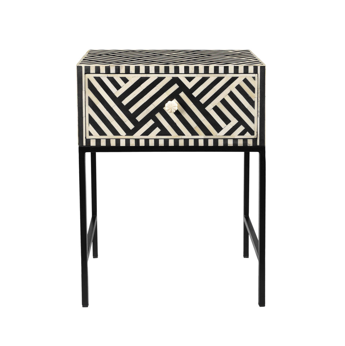 Noire Bone Inlay Side Table Nightstand/End Table TOV Furniture     Four Hands, Burke Decor, Mid Century Modern Furniture, Old Bones Furniture Company, Old Bones Co, Modern Mid Century, Designer Furniture, https://www.oldbonesco.com/