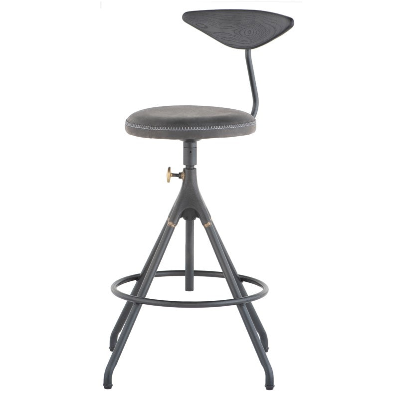 Akron Counter Stool With Back - Storm Black BAR AND COUNTER STOOL District Eight     Four Hands, Burke Decor, Mid Century Modern Furniture, Old Bones Furniture Company, Old Bones Co, Modern Mid Century, Designer Furniture, https://www.oldbonesco.com/