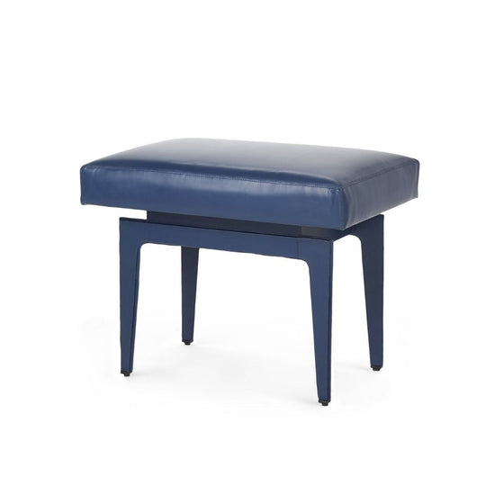 Load image into Gallery viewer, Winston Stool Navy Blue LeatherBenches Bungalow 5  Navy Blue Leather   Four Hands, Burke Decor, Mid Century Modern Furniture, Old Bones Furniture Company, Old Bones Co, Modern Mid Century, Designer Furniture, https://www.oldbonesco.com/
