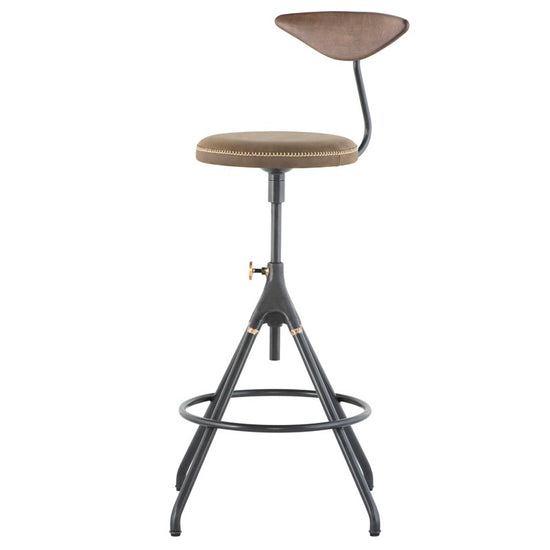 Akron Counter Stool With Back - Jin Green BAR AND COUNTER STOOL District Eight     Four Hands, Burke Decor, Mid Century Modern Furniture, Old Bones Furniture Company, Old Bones Co, Modern Mid Century, Designer Furniture, https://www.oldbonesco.com/